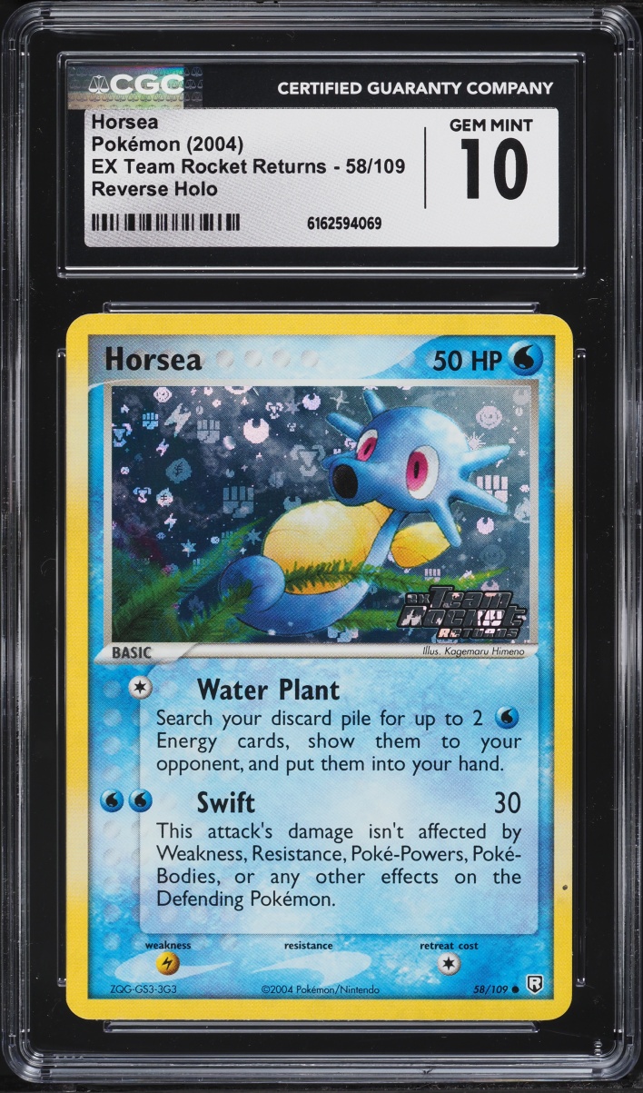 2004 Pokemon EX Team Rocket Returns Reverse Holo Horsea #58 CGC 10 GEM MINT