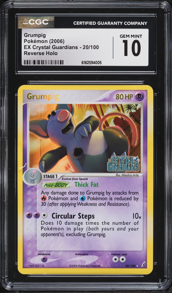 2006 Pokemon EX Crystal Guardians Reverse Holo Grumpig #20 CGC 10 GEM MINT