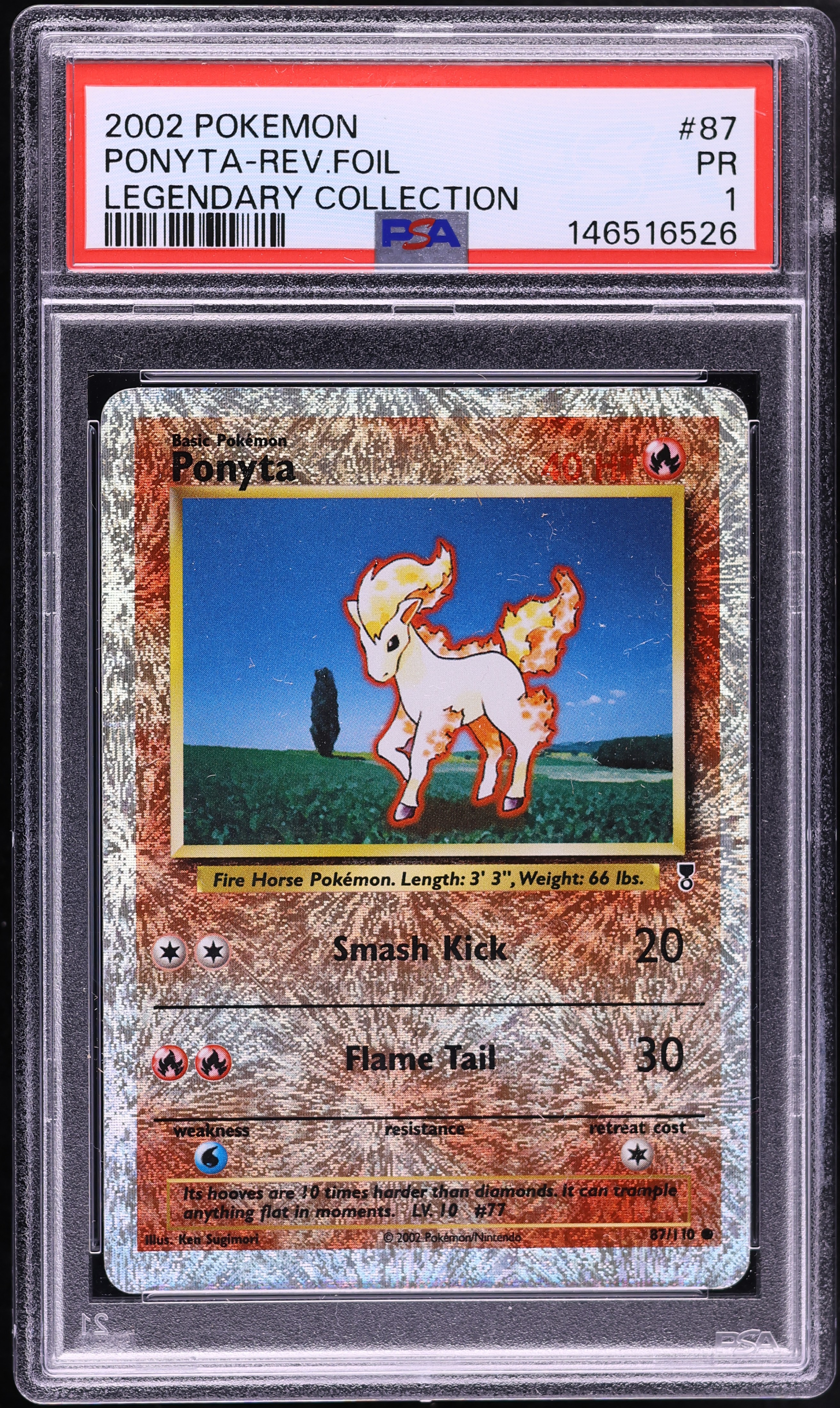 2002 Pokemon Legendary Collection Reverse Holo Ponyta #87 PSA 1 PR
