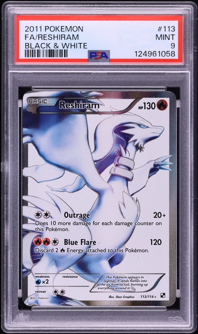 2011 Pokemon Black & White Full Art Reshiram #113 PSA 9 MINT