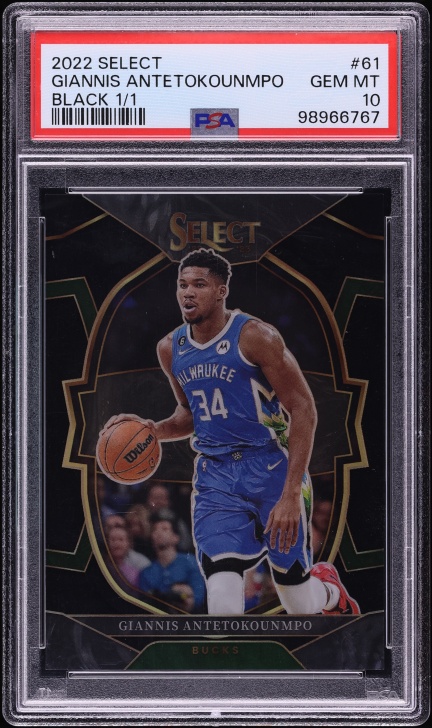 Giannis ヤニス アデトクンボ プレートカード 世界1枚限定 1of1 2022 Select Concourse Black Giannis Antetokounmpo 1/1 #61 PSA 10