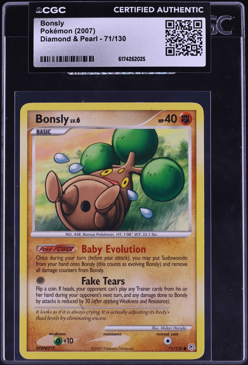 2007 Pokemon Diamond & Pearl Bonsly #71 CGC AUTH