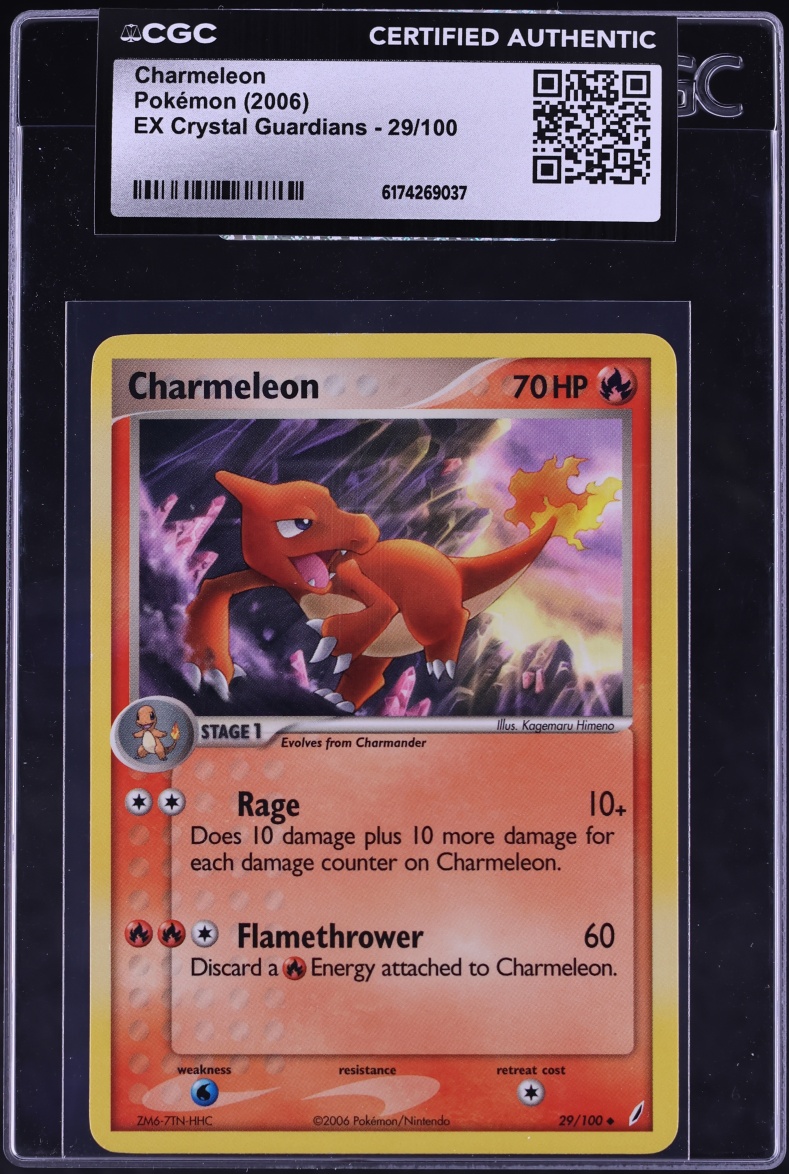 2006 Pokemon Ex Crystal Guardians Charmeleon #29 CGC AUTH