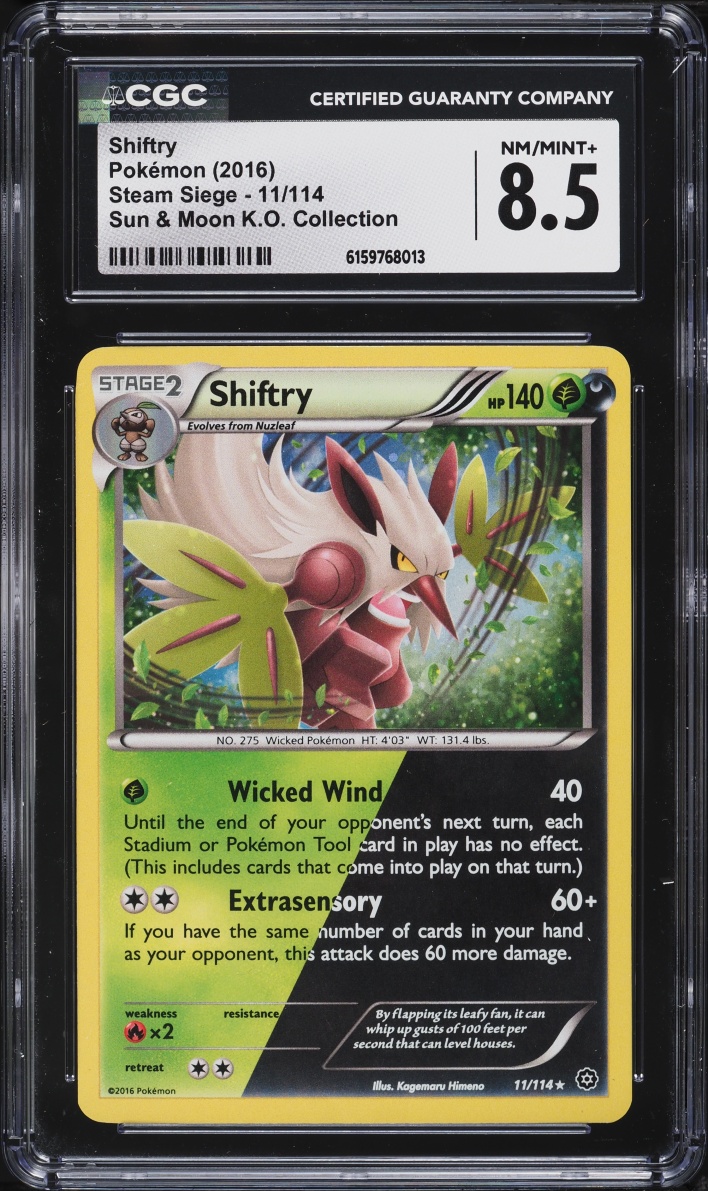 2016 Pokemon Sun & Moon Steam Siege K.O. Collection Shiftry #11 CGC 8.5 NM-MT+