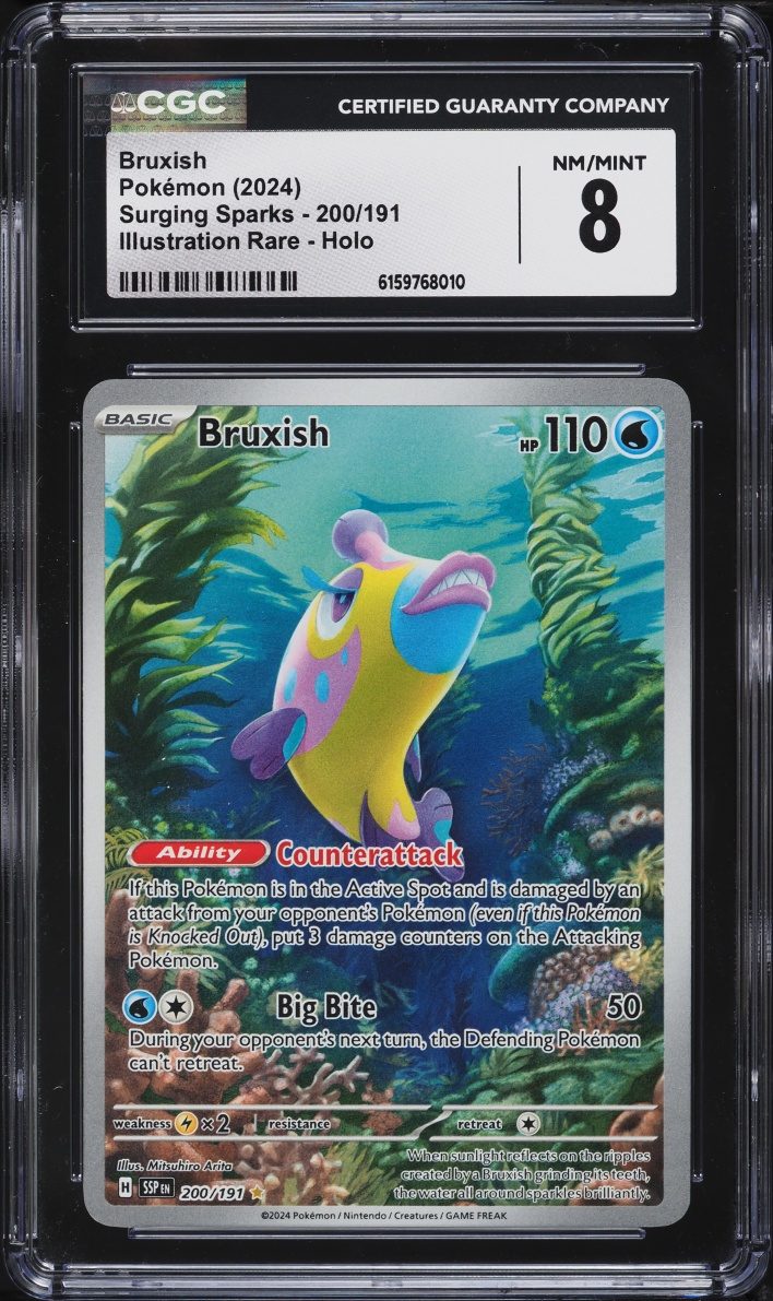 2024 Pokemon Scarlet & Violet Surging Sparks IR Bruxish #200 CGC 8 NM-MT