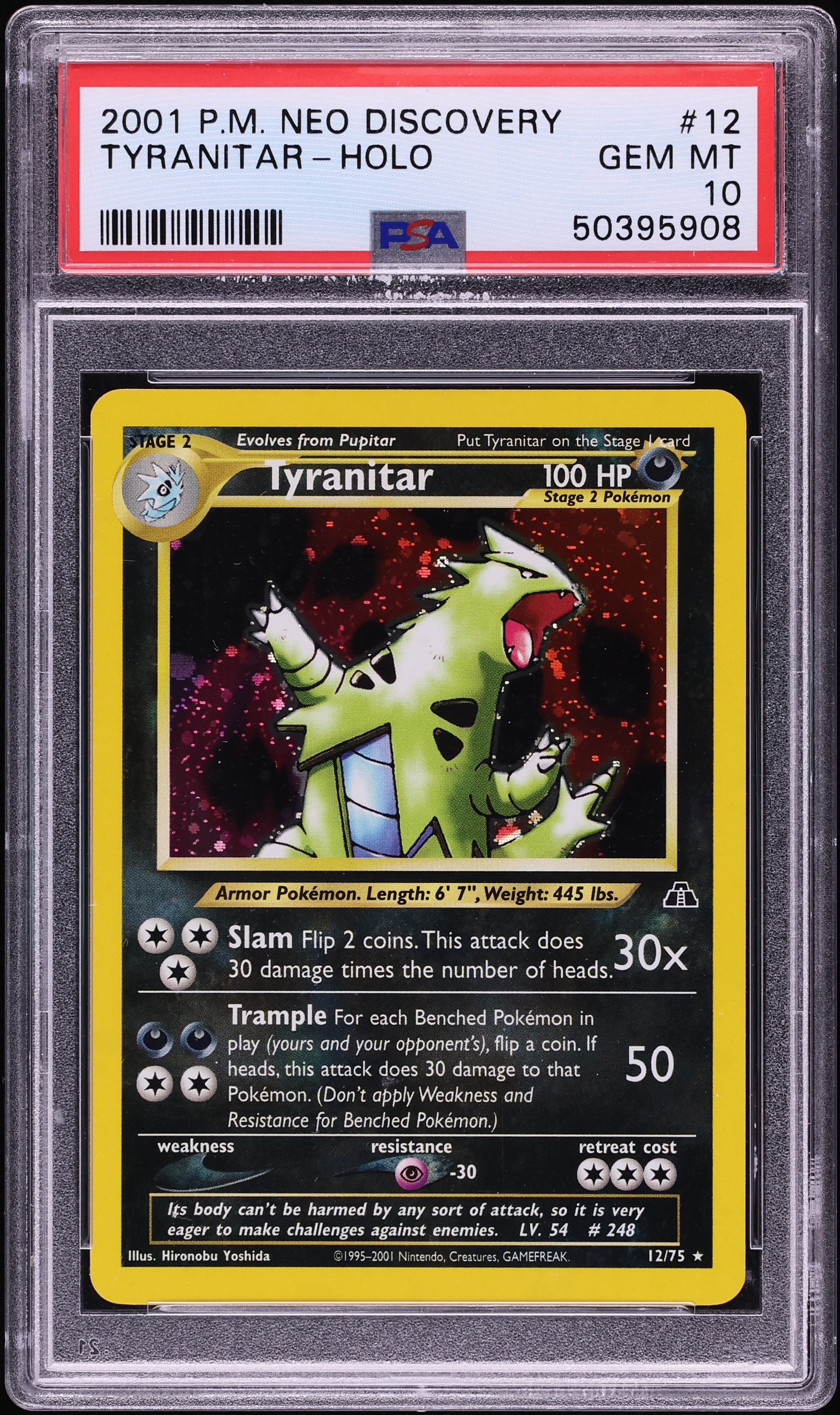 2001 Pokemon Neo Discovery Holo Tyranitar #12 PSA 10 GEM MINT