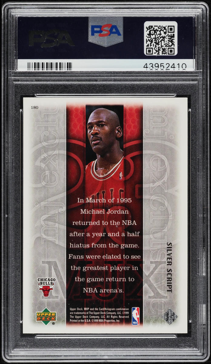 1999 Upper Deck MVP Silver Script Michael Jordan #180 PSA 10 GEM MINT