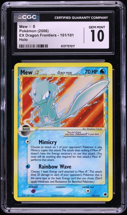 2006 Pokemon EX Dragon Frontiers Holo Mew Gold Star #101 CGC 10 GEM MINT