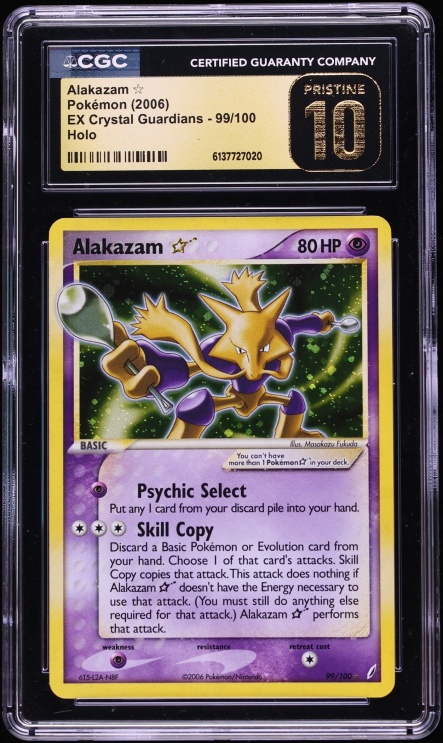 2006 Pokemon EX Crystal Guardians Holo Alakazam Gold Star #99 CGC 10 PRISTINE