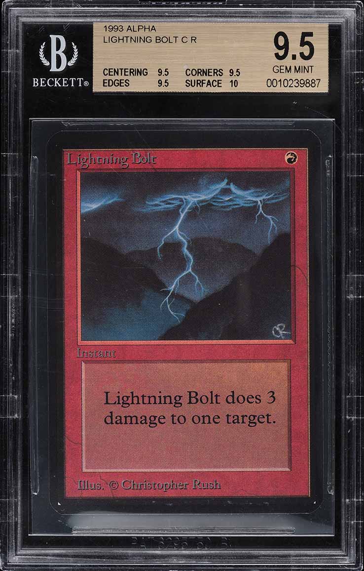 MTG Alpha Lightning Bolt 1993年 22年個人保管 1993 Magic The Gathering MTG Alpha Lightning Bolt C R BGS 9.5 GEM