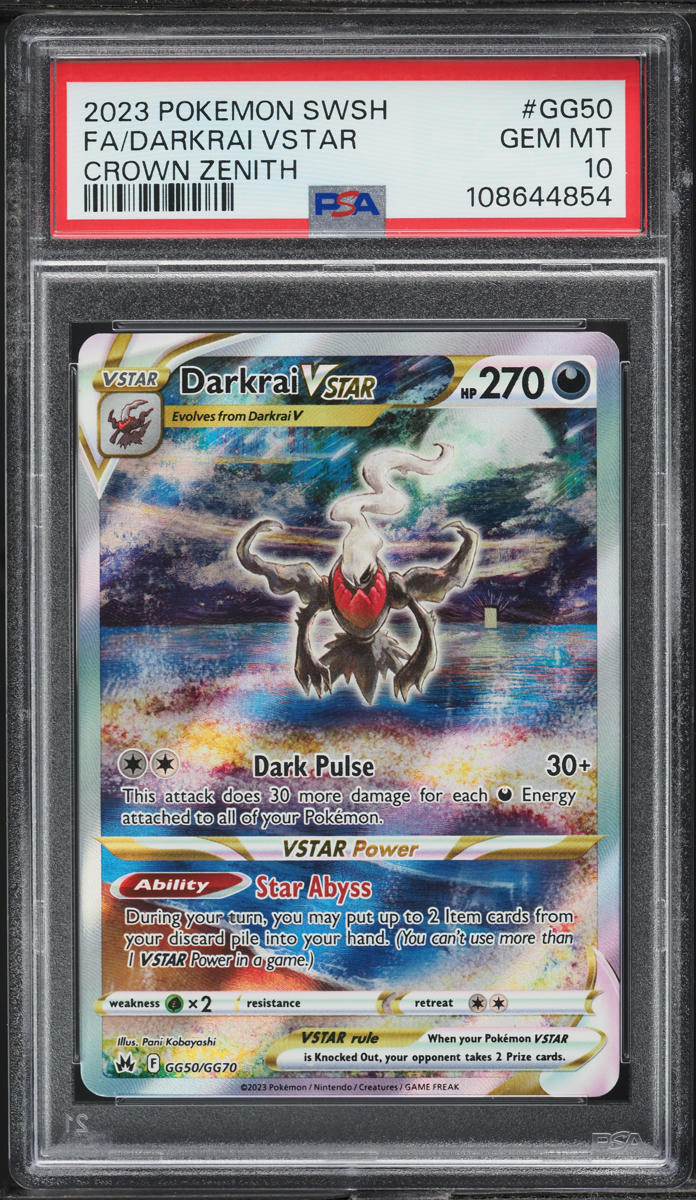 2023 Pokemon Sword & Shield Crown Zenith Full Art Darkrai VSTAR #GG50 PSA 10 GEM MINT