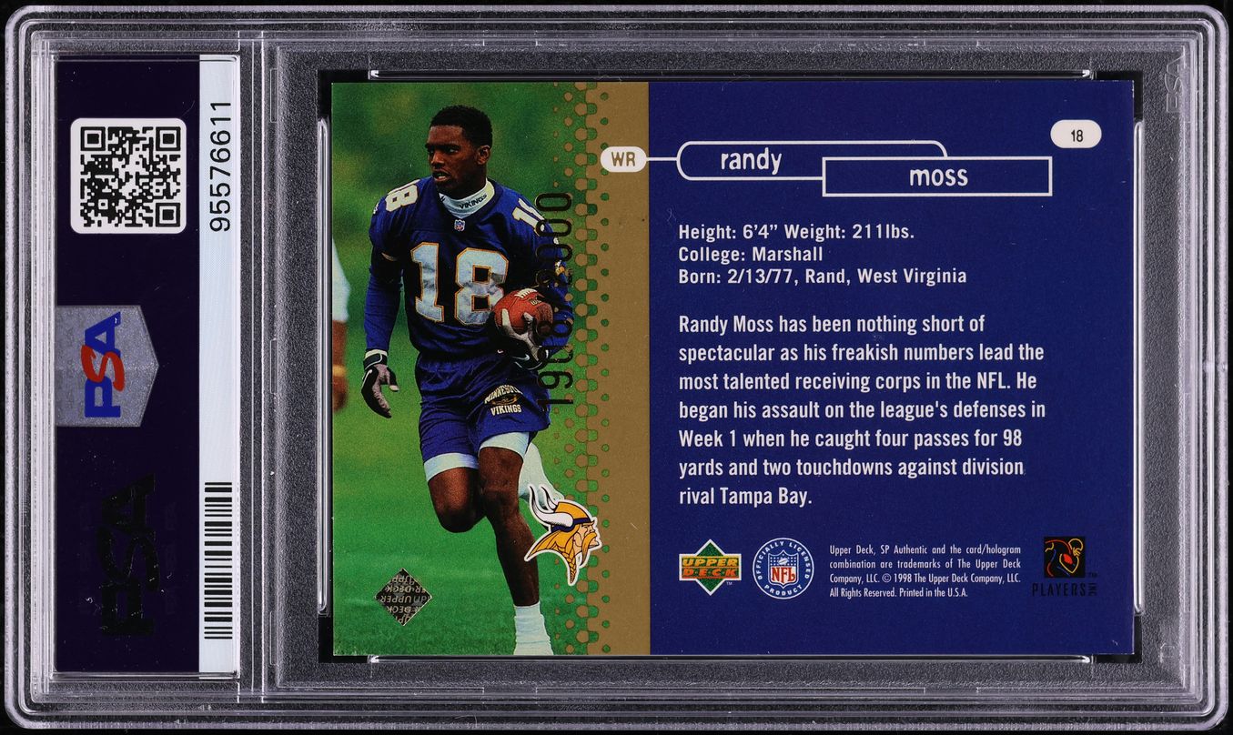 1998 SP Authentic Randy Moss ROOKIE /2000 #18 PSA 5 EX