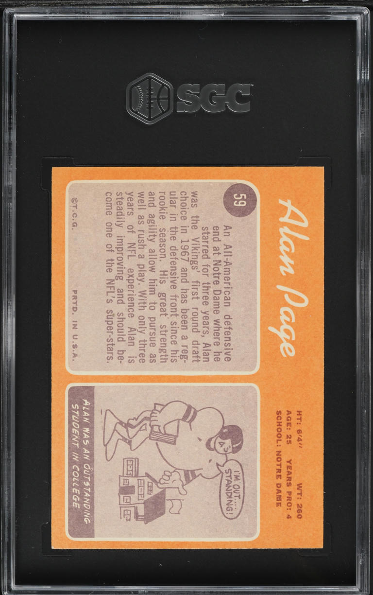 1970 Topps Football Alan Page ROOKIE #59 SGC 7.5 NRMT+