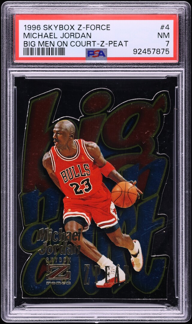 1996 Skybox Z-Force Big Men On Court Z Peat Die-Cut Michael Jordan #4 PSA 7 NRMT - Photo 1