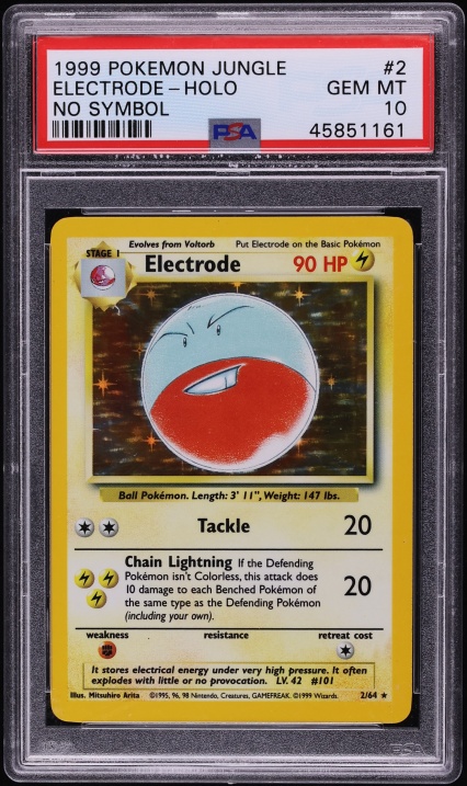 1999 Pokemon Jungle No Symbol Holo Electrode #2 PSA 10 GEM MINT