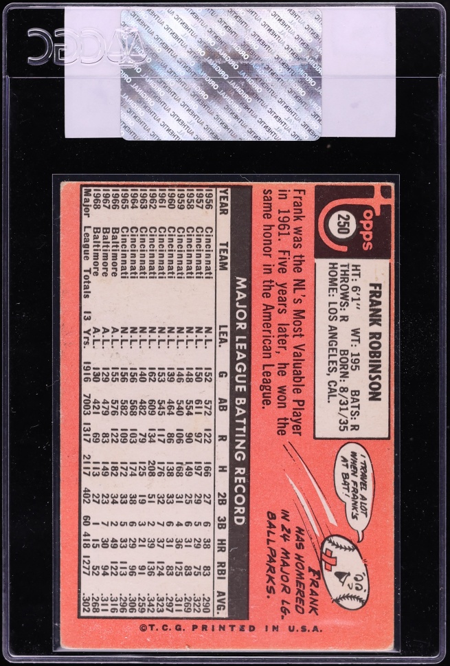 1969 Topps Frank Robinson #250 CGC AUTH