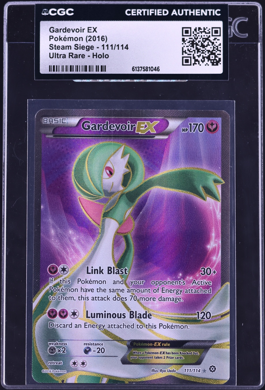 2016 Pokemon XY Steam Siege Full Art Gardevoir Ex #111 CGC AUTH