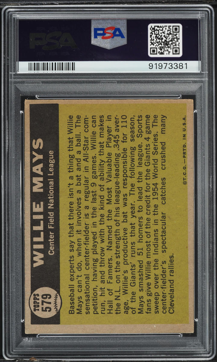 1961 Topps All Star Willie Mays AUTO DNA 10 #579 PSA 3 VG