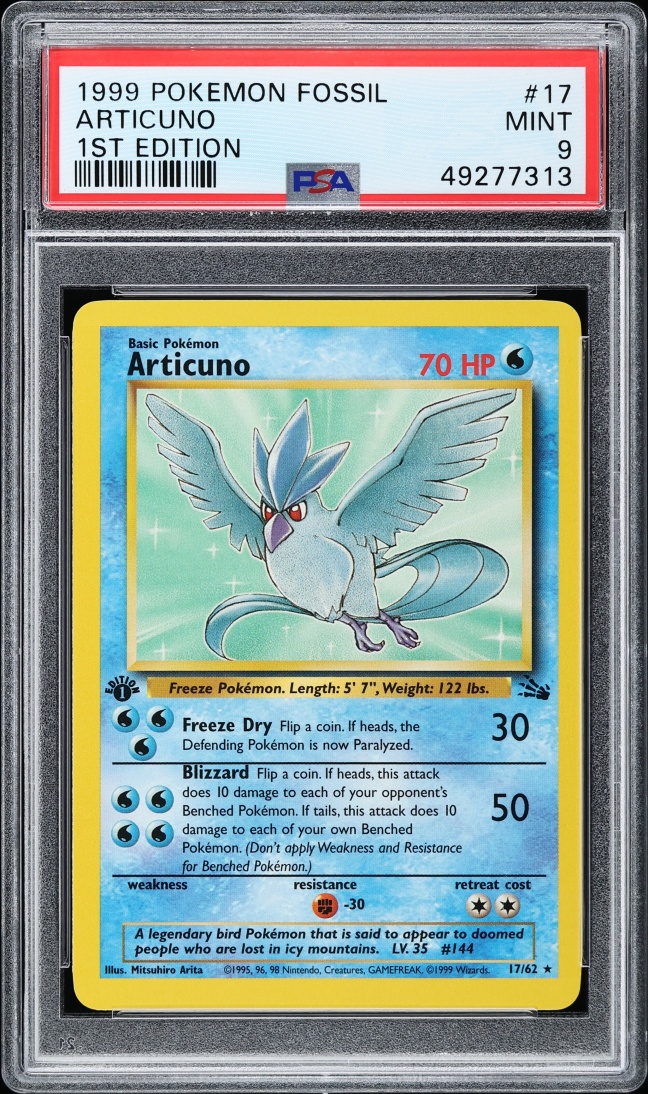 1999 Pokemon Fossil 1st Edition Articuno #17 PSA 9 MINT