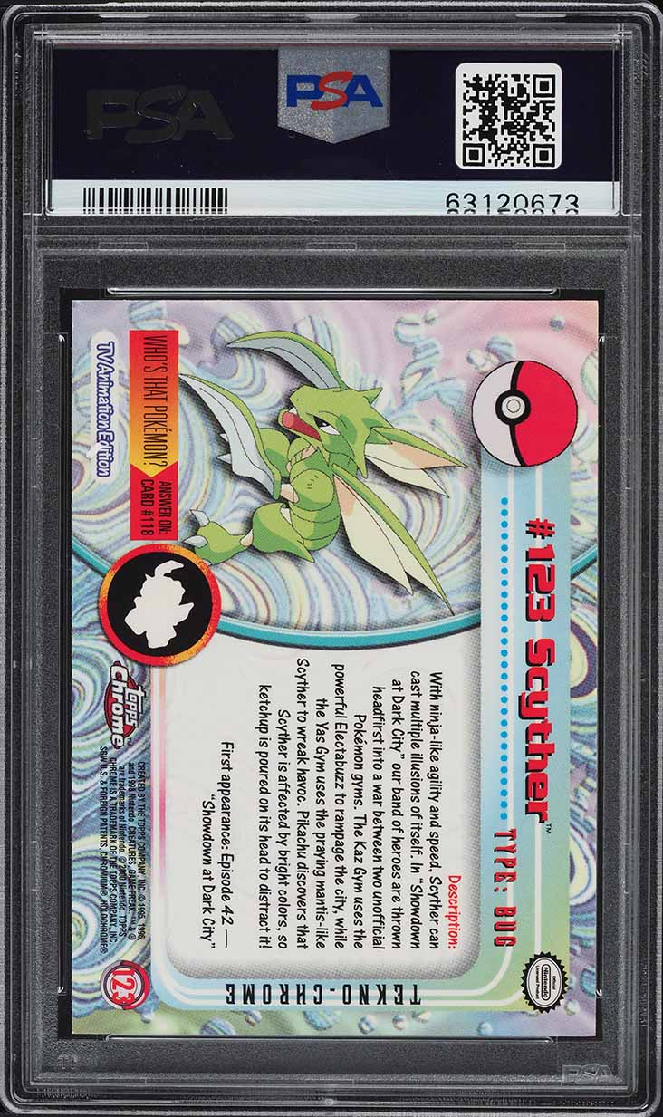 2000 Topps Chrome Pokemon Series 2 Tekno Scyther #123 PSA 9 MINT