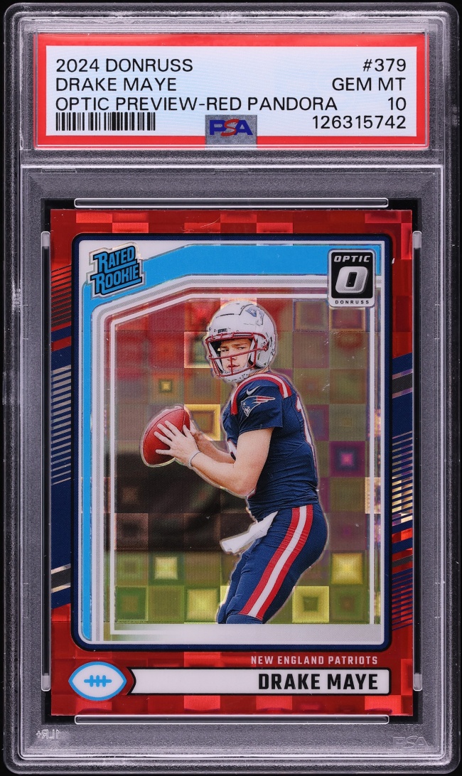 2024 Donruss Optic Preview Red Pandora Prizm Drake Maye ROOKIE #379 PSA 10 GEM MINT