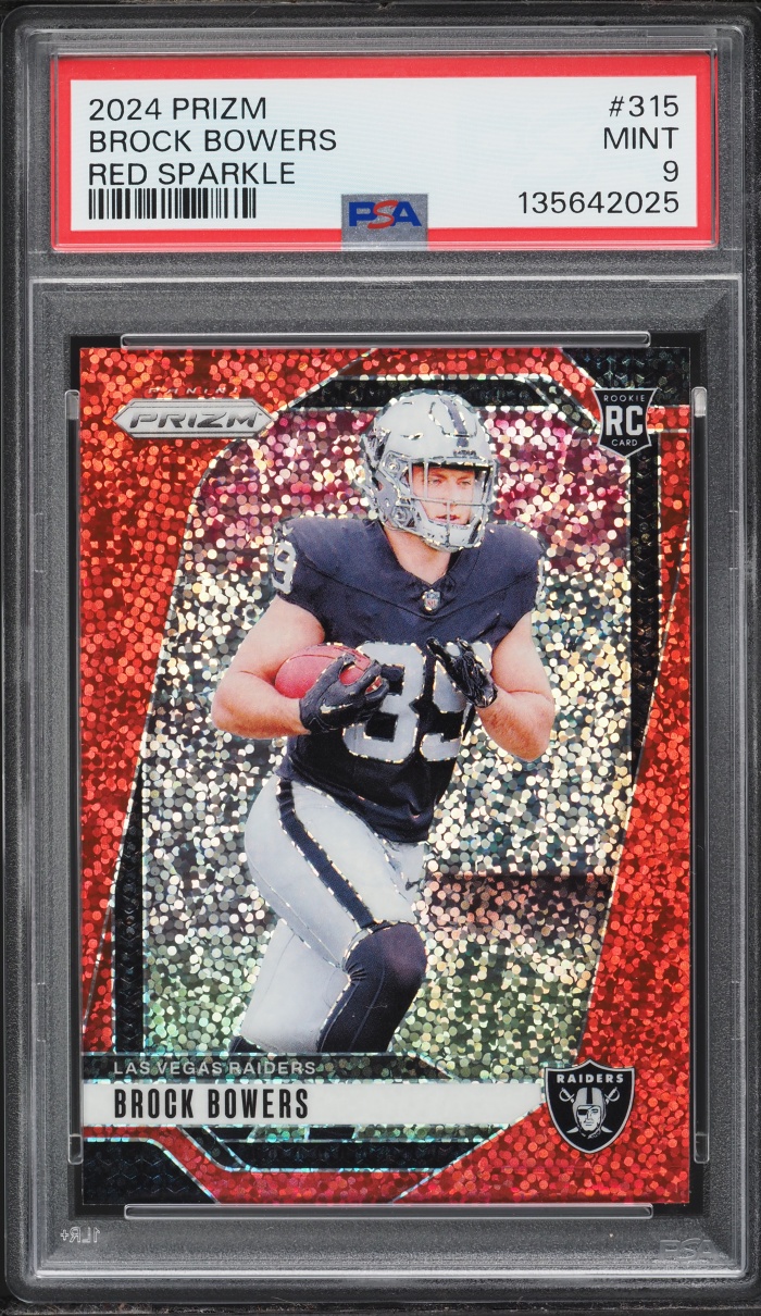 2024 Panini Prizm Red Sparkle Brock Bowers ROOKIE #315 PSA 9 MINT