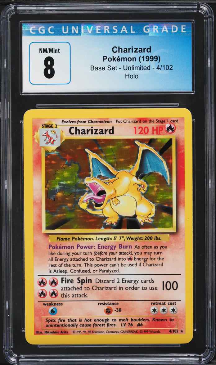 1999 Pokemon Base Set Holo Charizard #4 CGC 8 NM-MT