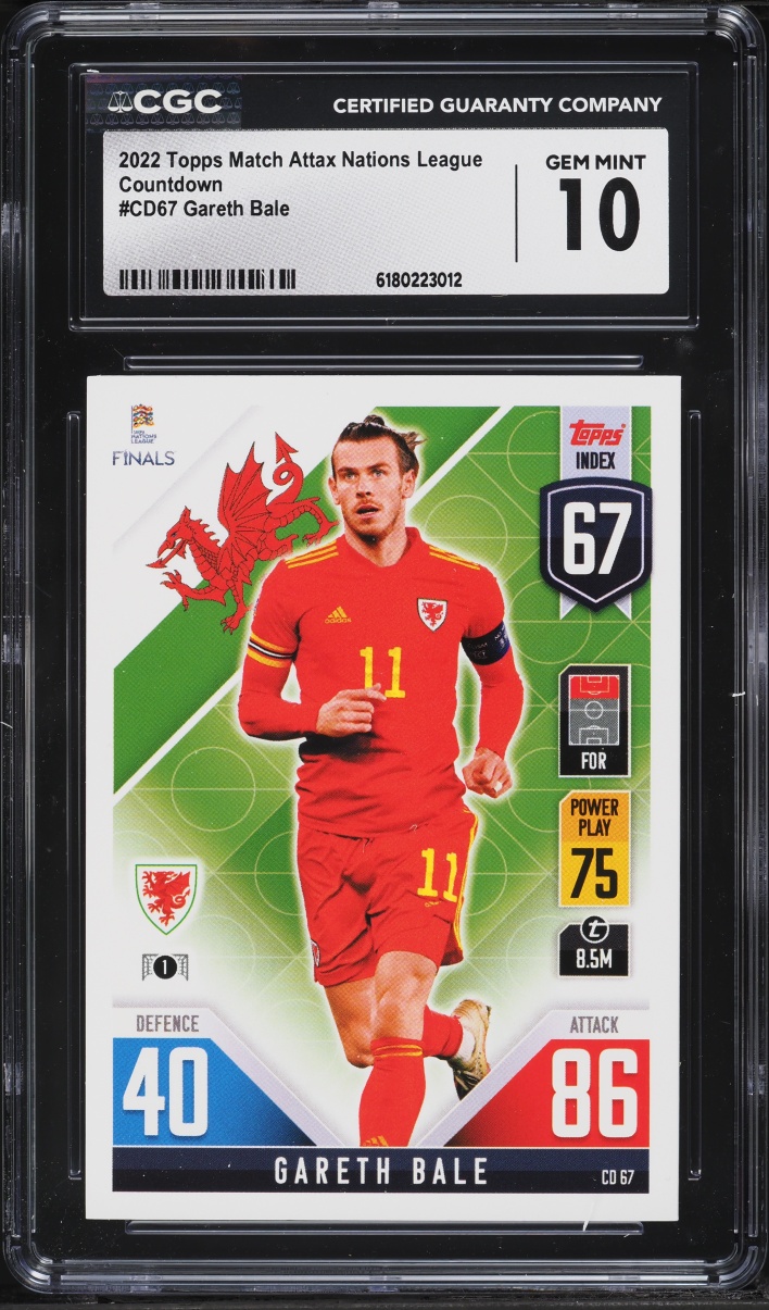 2022 Topps Match Attax Nations League Countdown Gareth Bale #CD67 CGC 10 GEM MINT