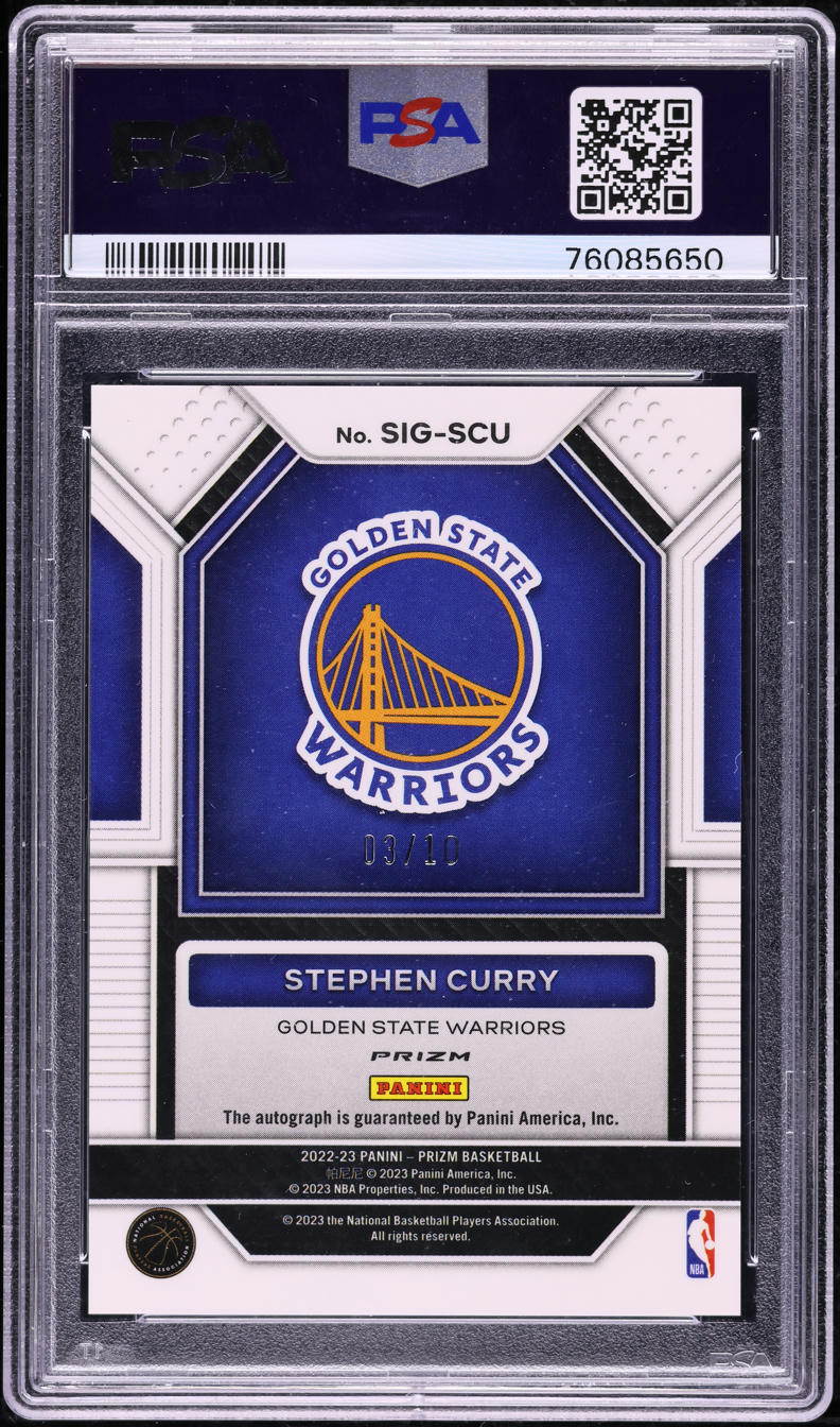 2022 Panini Prizm Gold Stephen Curry AUTO /10 #SIG-SCU PSA 10 GEM MINT
