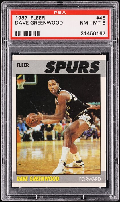 1987 Fleer Basketball Dave Greenwood #45 PSA 8 NM-MT
