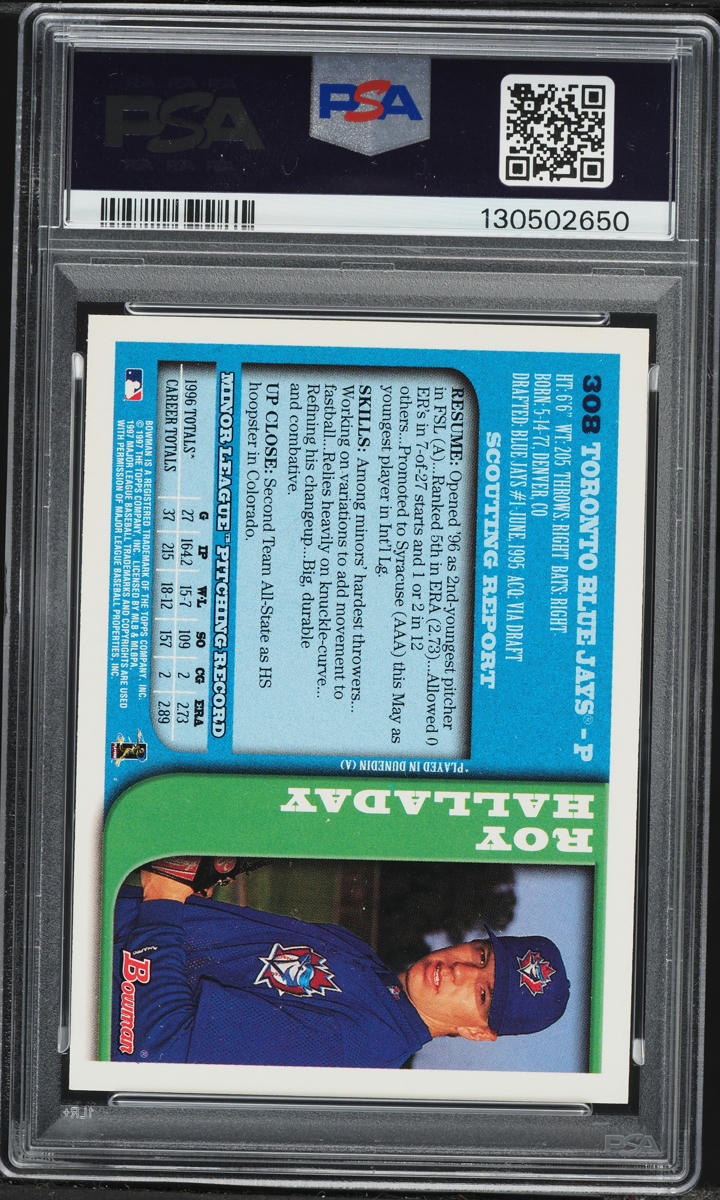 1997 Bowman Roy Halladay ROOKIE #308 PSA 8 NM-MT