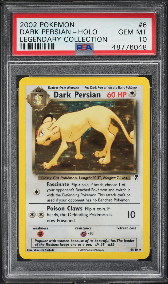 2002 Pokemon Legendary Collection Holo Dark Persian #6 PSA 10 GEM MINT
