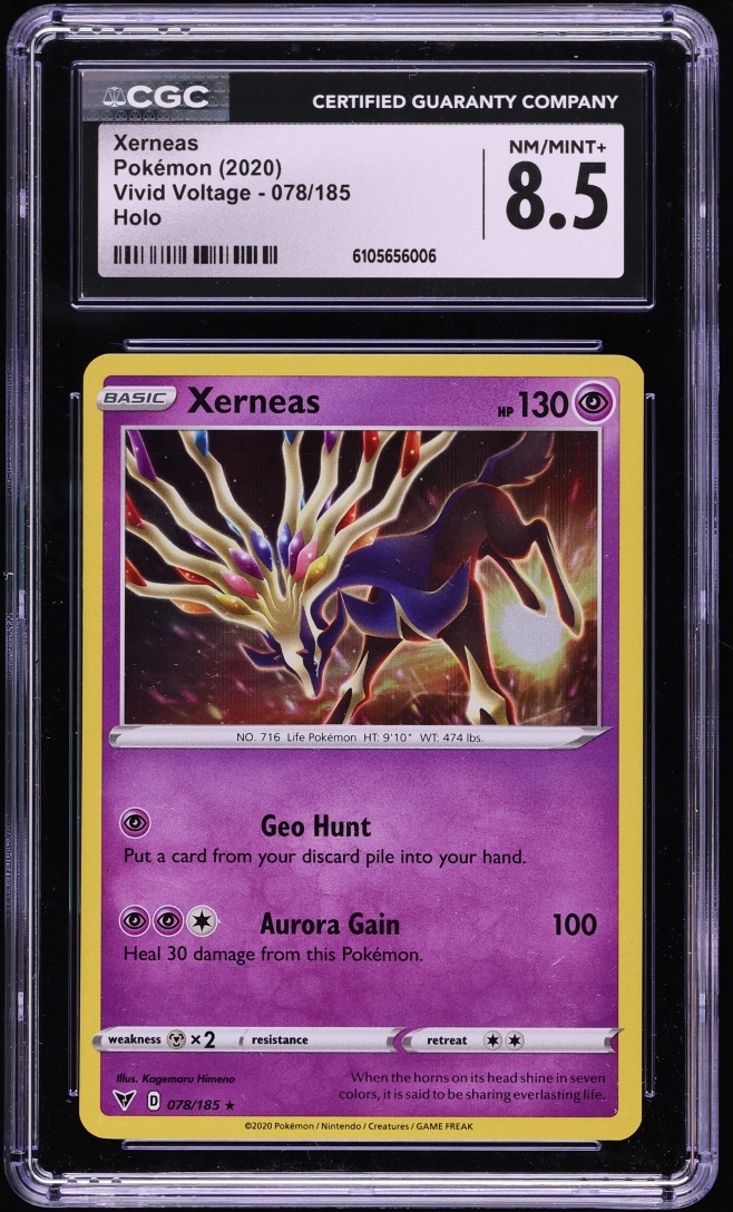 2020 Pokemon Sword & Shield Vivid Voltage Holo Xerneas #078 CGC 8.5 NM-MT+