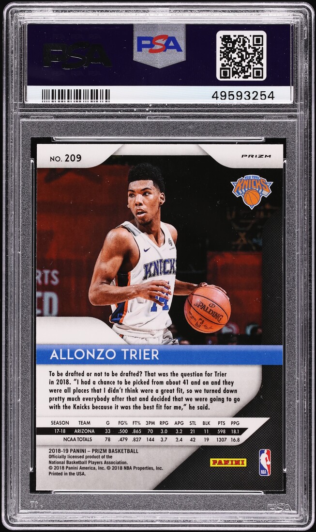 2018 Panini Prizm Green Allonzo Trier ROOKIE #209 PSA 9 MINT