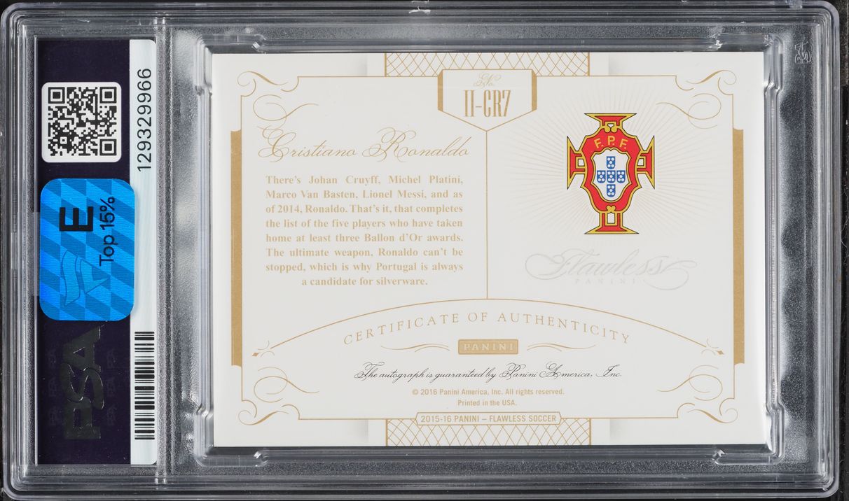 2015 Panini Flawless International Icons Cristiano Ronaldo AUTO /25 #IICR7 PSA 8 NM-MT