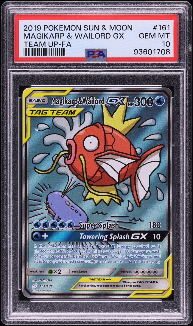 2019 Pokemon Sun & Moon Team Up Full Art Magikarp & Wailord GX #161 PSA 10 GEM MINT