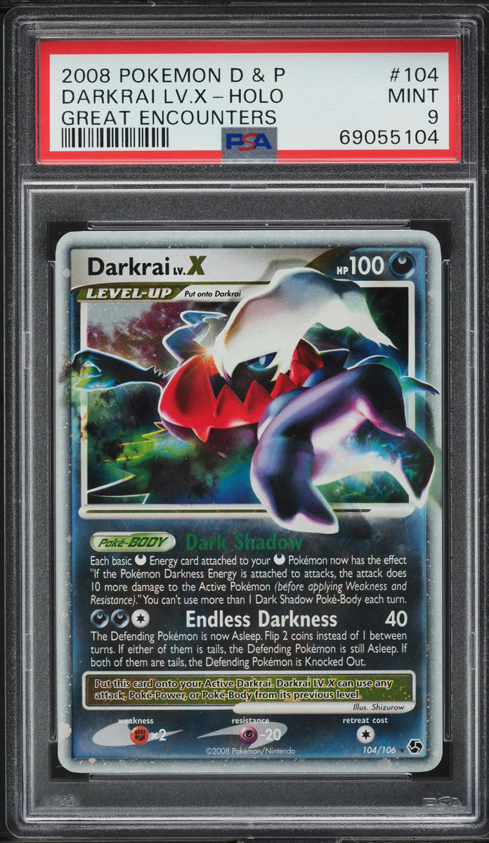 2008 Pokemon Diamond & Pearl Great Encounters Holo Darkrai Lv.X #104 PSA 9 MINT