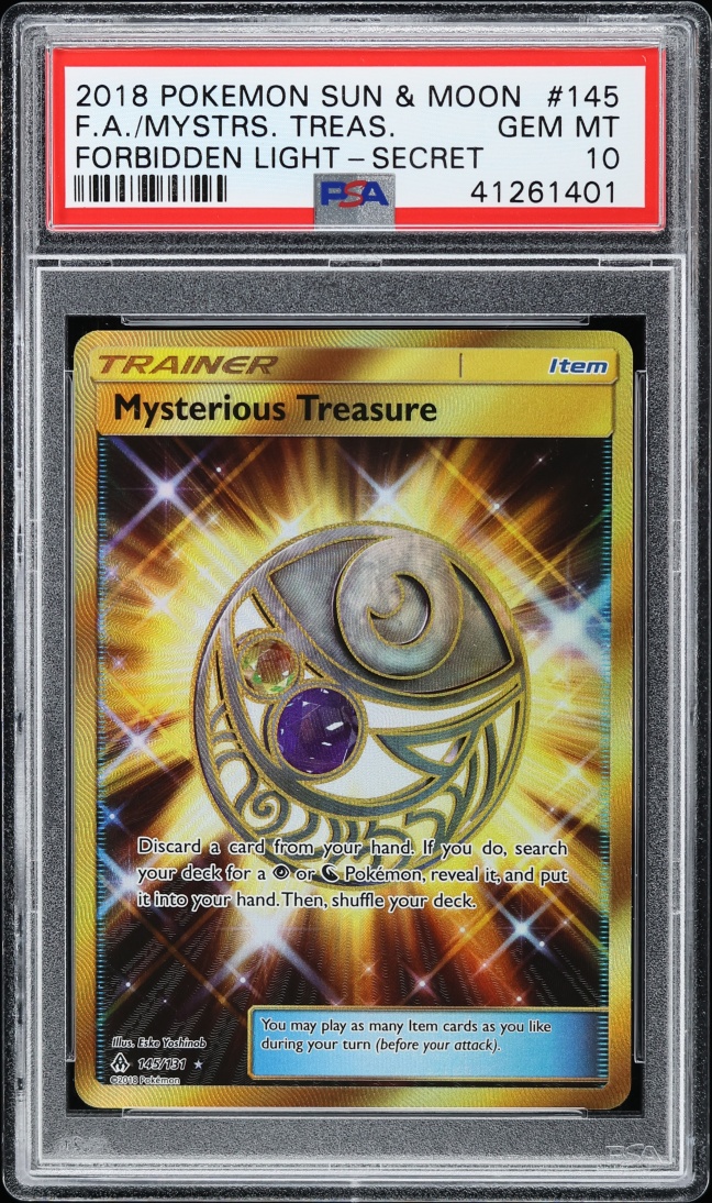 2018 Pokemon SM Forbidden Light Mysterious Treasure #145 PSA 10 GEM MINT