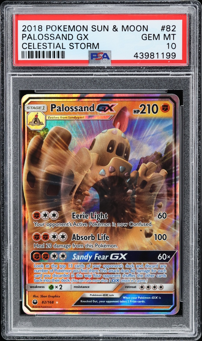 2018 Pokemon Sun & Moon Celestial Storm Holo Palossand GX #82 PSA 10 GEM MINT