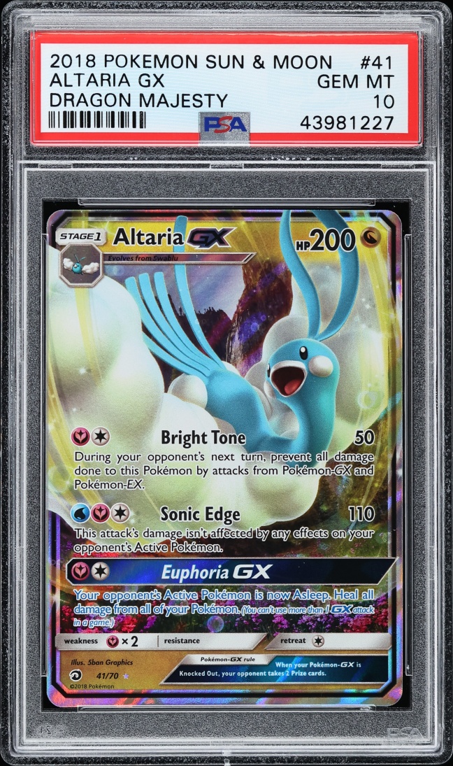 2018 Pokemon Sun & Moon Dragon Majesty Altaria GX #41 PSA 10 GEM MINT