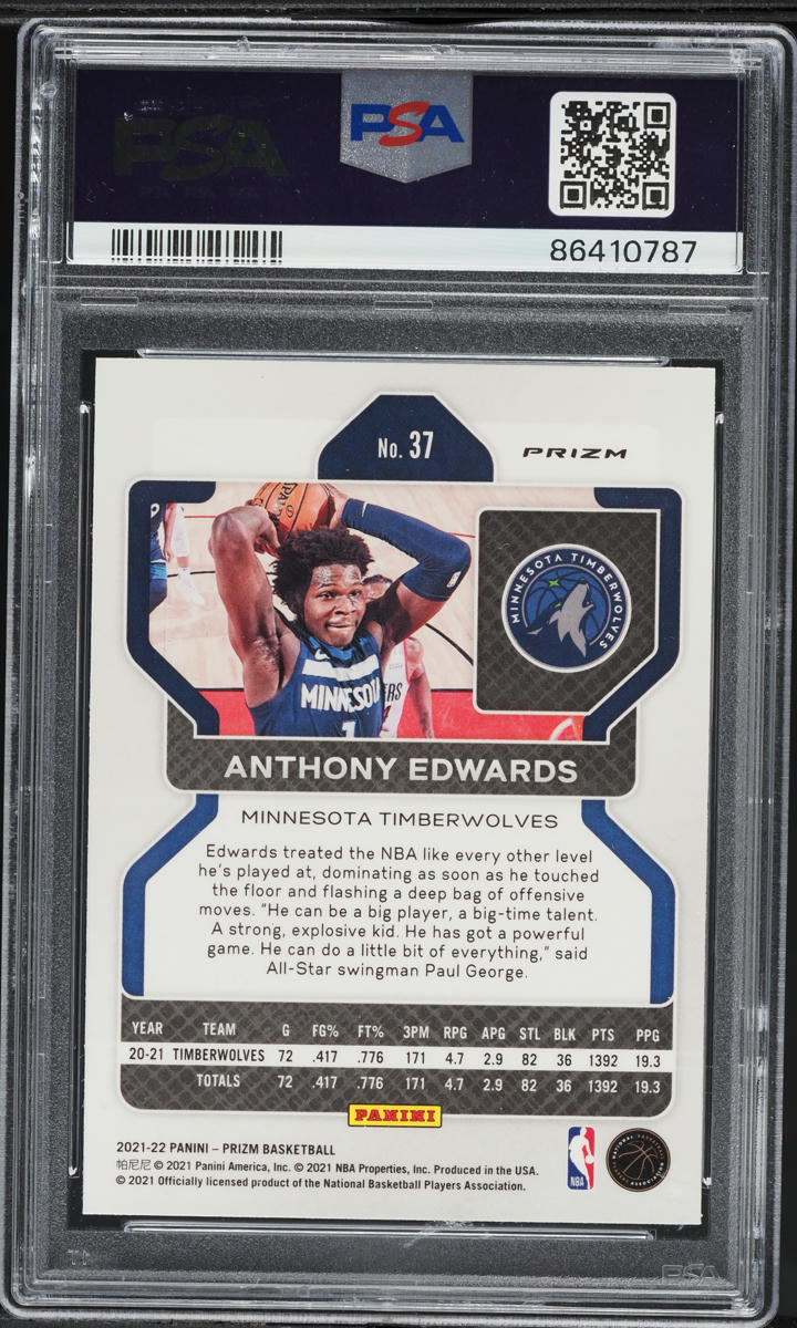 2021 Panini Prizm Red White Blue Anthony Edwards #37 PSA 10 GEM MINT