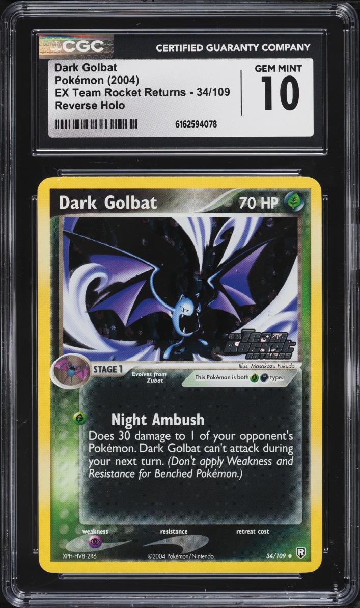 2004 Pokemon EX Team Rocket Returns Reverse Holo Dark Golbat #34 CGC 10 GEM MINT