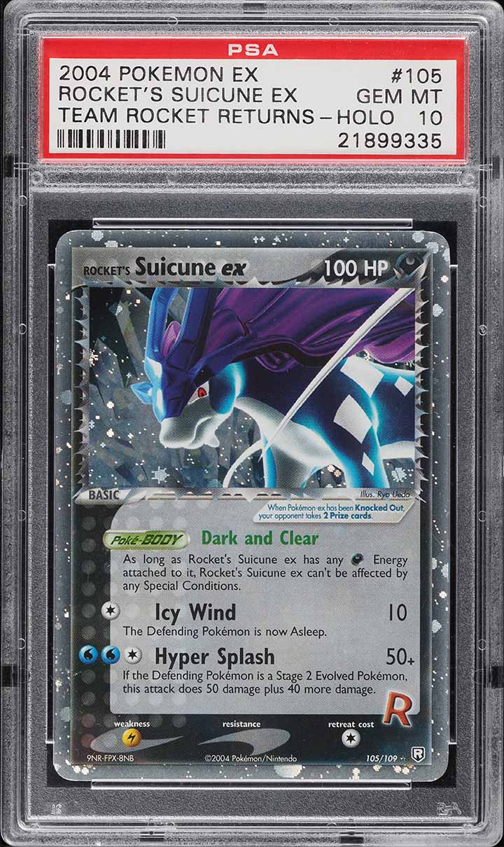 2004 Pokemon EX Team Rocket Returns Holo Rocket's Suicune ex #105 PSA 10 GEM