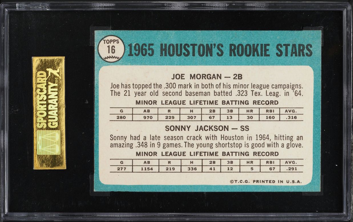 1965 Topps Joe Morgan ROOKIE #16 SGC 7.5 NRMT+