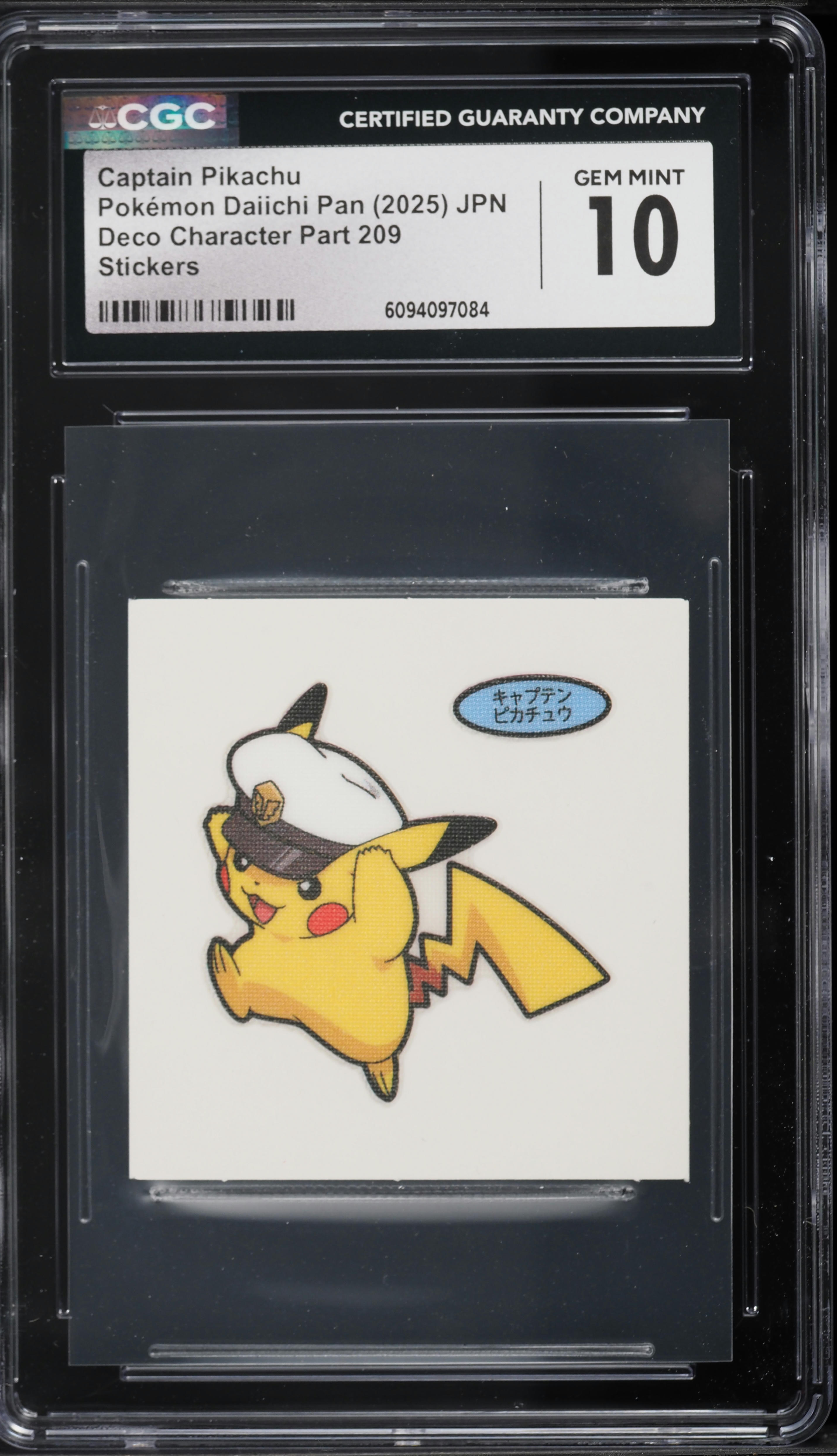 2025 Pokemon Japanese Daiichi Pan Deco Character Pt 209 Stickers Captain Pikachu CGC 10 GEM