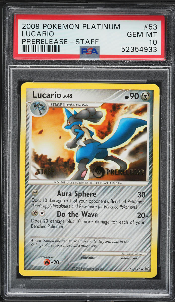 2009 Pokemon Platinum Prerelease Staff Lucario #53 PSA 10 GEM MINT