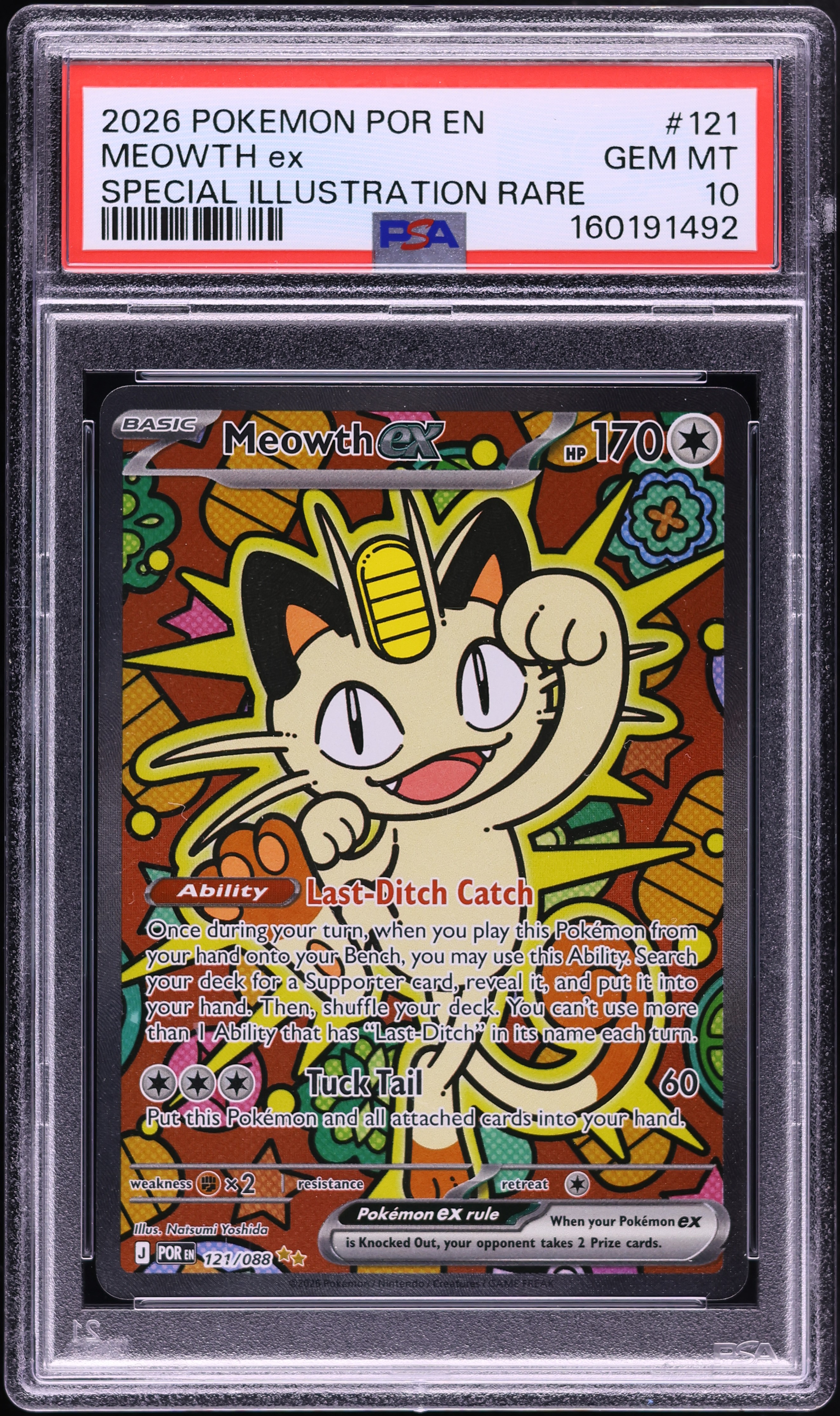 2026 Pokemon Mega Evolution Perfect Order SIR Meowth ex #121 PSA 10 GEM MINT