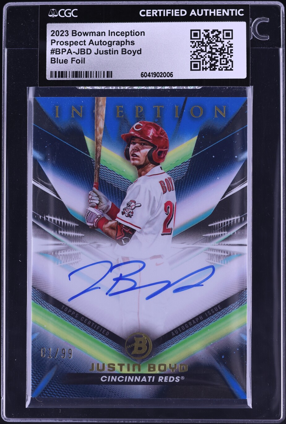 2023 Bowman Inception Blue Foil Justin Boyd PROSPECT AUTO 1/99 #BPA-JBD CGC AUTH