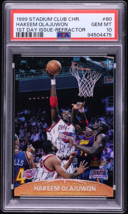 1999 Stadium Club Chrome 1st Day Issue Refractor Hakeem Olajuwon /25 #80 PSA 10 GEM MINT