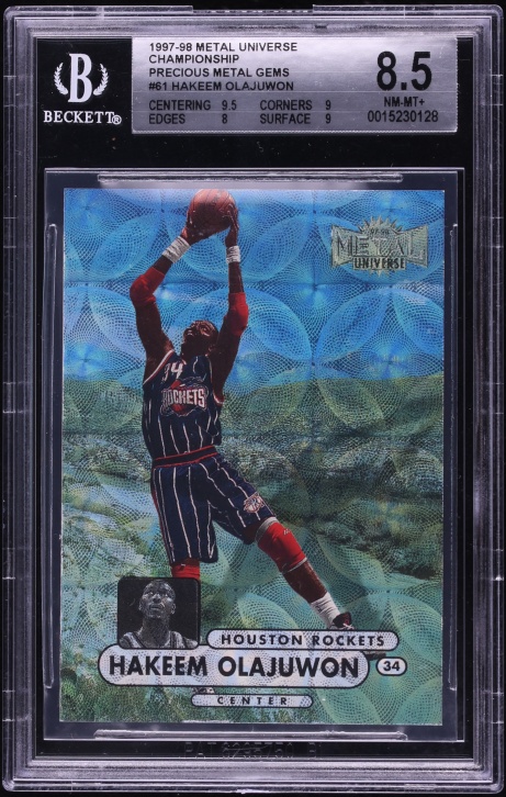 1997 Metal Universe Championship Precious Metal Gems PMG Hakeem Olajuwon /50 #61 BGS 8.5 NM-MT+